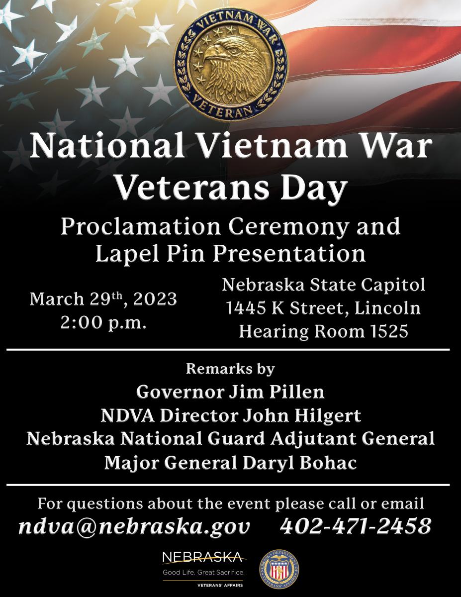 National Vietnam War Veterans Day Ceremony Nebraska Department of